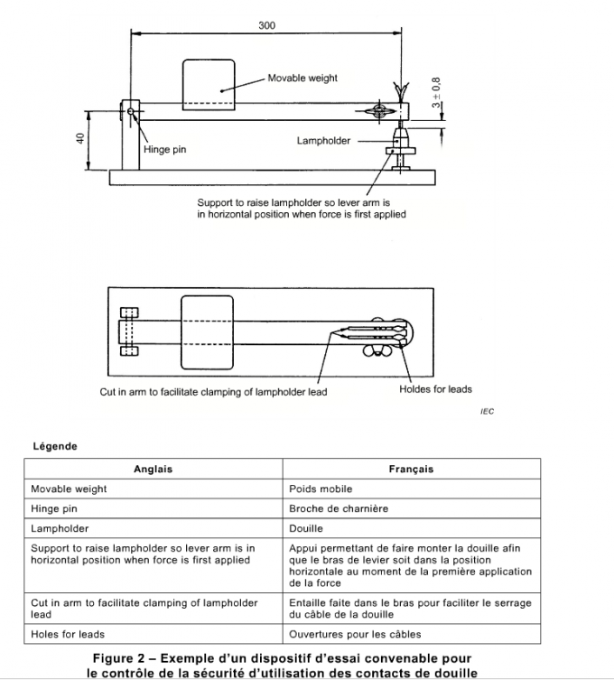 ল্যাম্প হোল্ডারের নিরাপত্তা পরীক্ষা করুন ল্যাম্প হোল্ডারের যোগাযোগের জন্য তামা IEC 60598-2 0